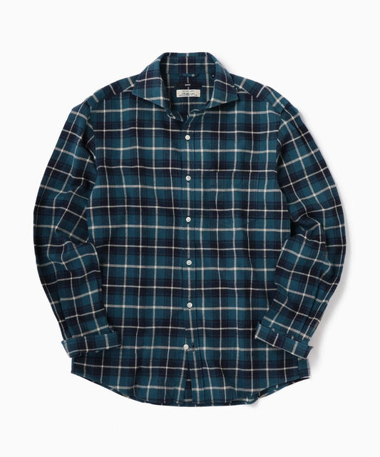 SHIPS: Shuttle notes チェック セミワイドカラー ネルシャツ