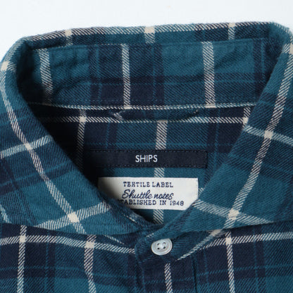 SHIPS: Shuttle notes チェック セミワイドカラー ネルシャツ