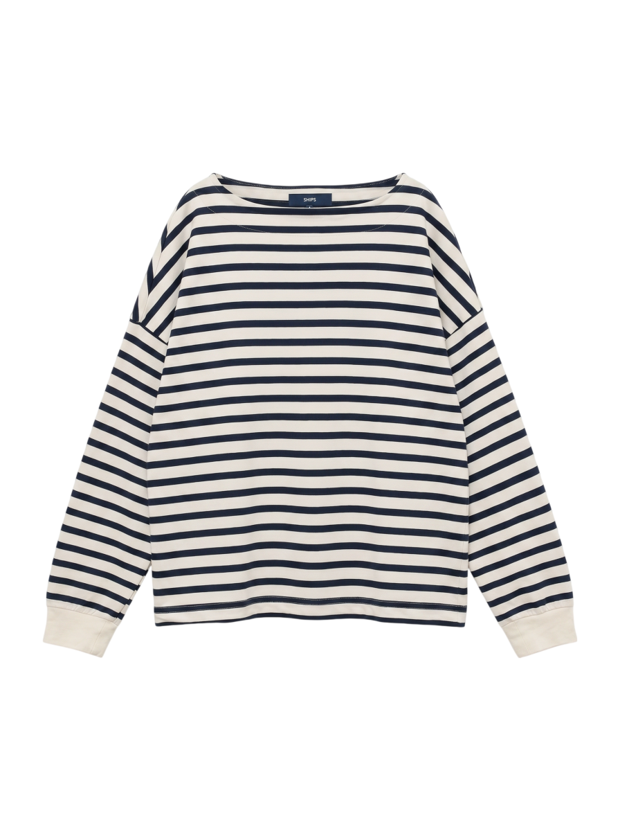 SHIPS Colors:ミニ ウラケ ボーダー クロップド トップス