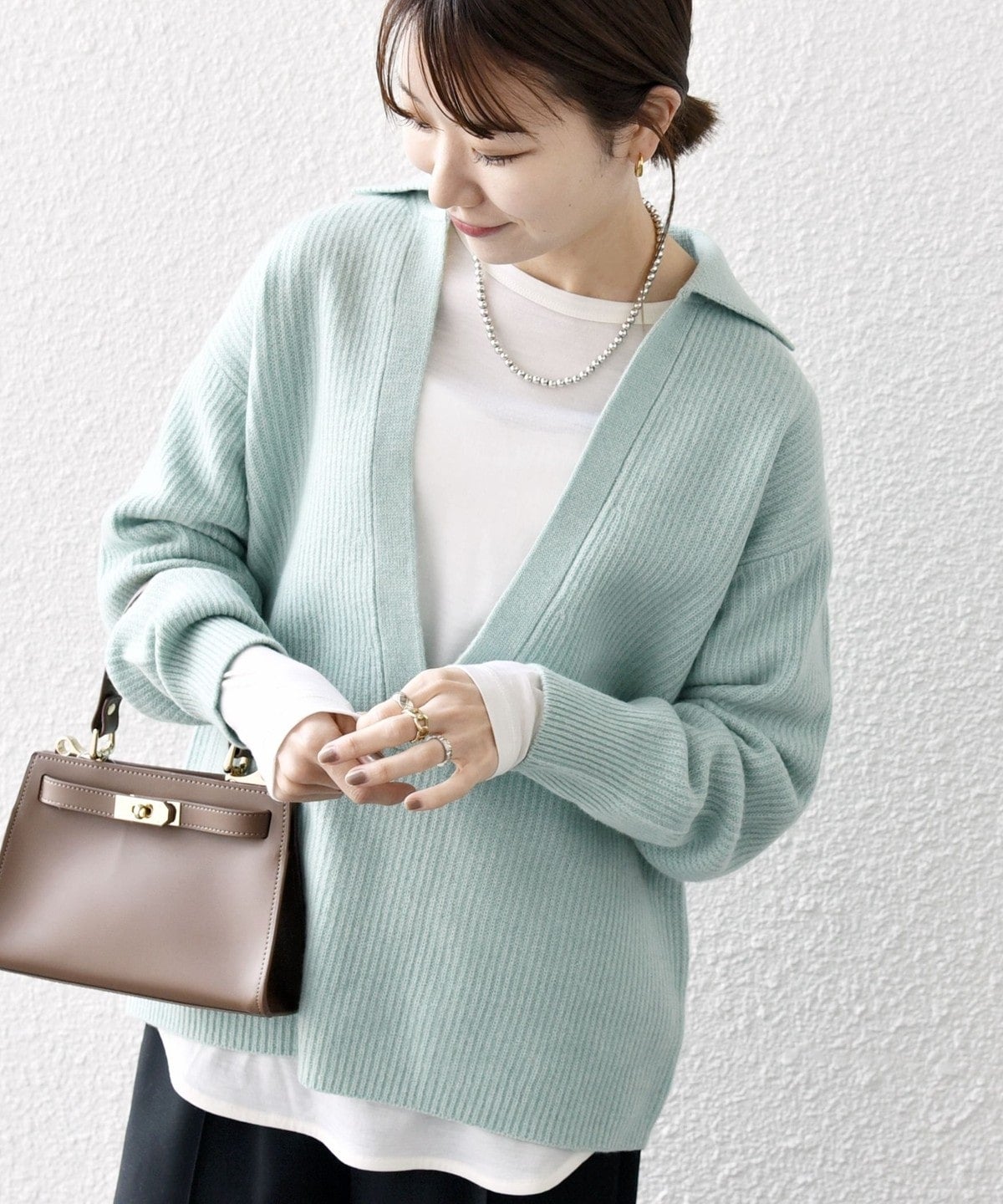 【WEB限定】SHIPS any: AQUA カシミヤ ミックス Vネック ルーズ ニット プルオーバー