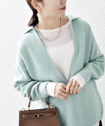 【WEB限定】SHIPS any: AQUA カシミヤ ミックス Vネック ルーズ ニット プルオーバー