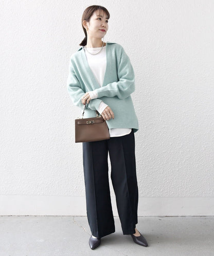 【WEB限定】SHIPS any: AQUA カシミヤ ミックス Vネック ルーズ ニット プルオーバー