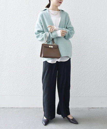 【WEB限定】SHIPS any: AQUA カシミヤ ミックス Vネック ルーズ ニット プルオーバー