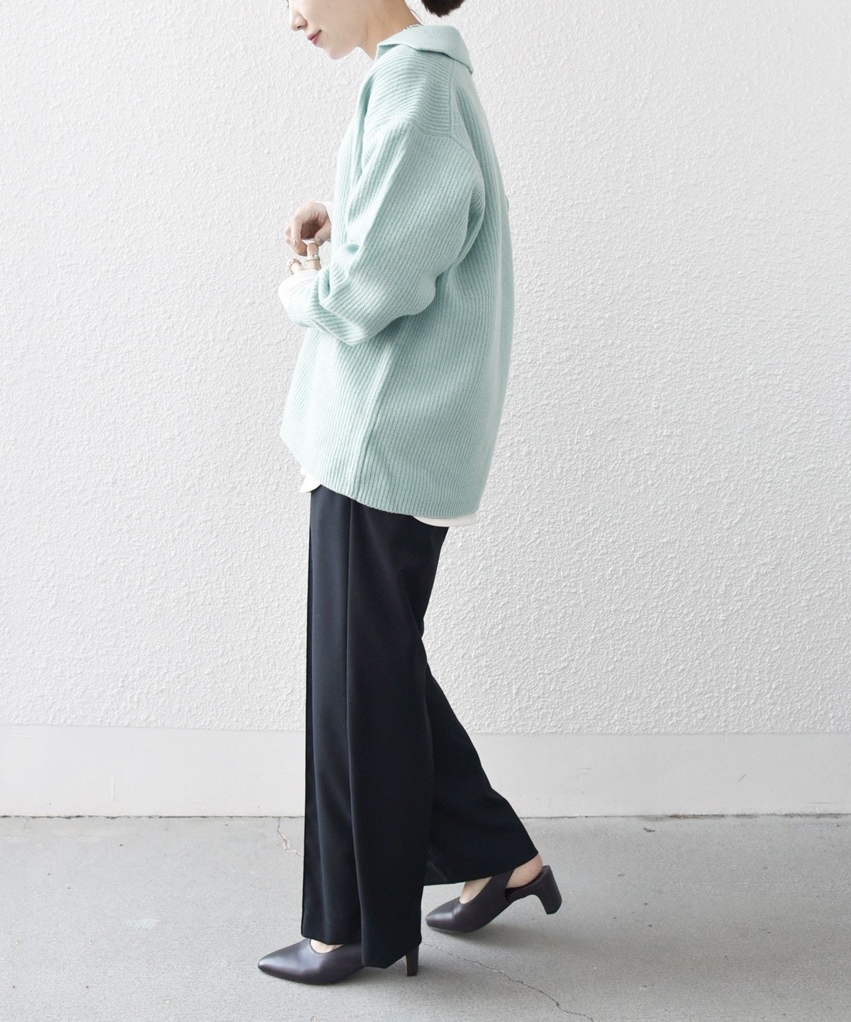 【WEB限定】SHIPS any: AQUA カシミヤ ミックス Vネック ルーズ ニット プルオーバー