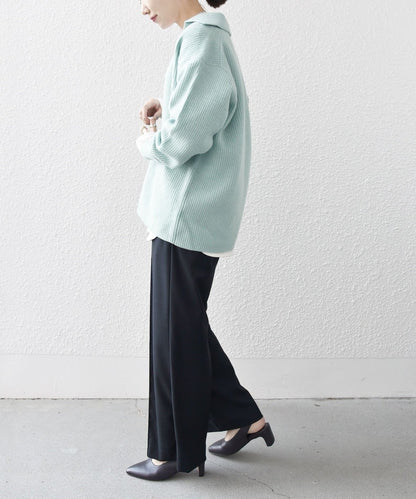 【WEB限定】SHIPS any: AQUA カシミヤ ミックス Vネック ルーズ ニット プルオーバー