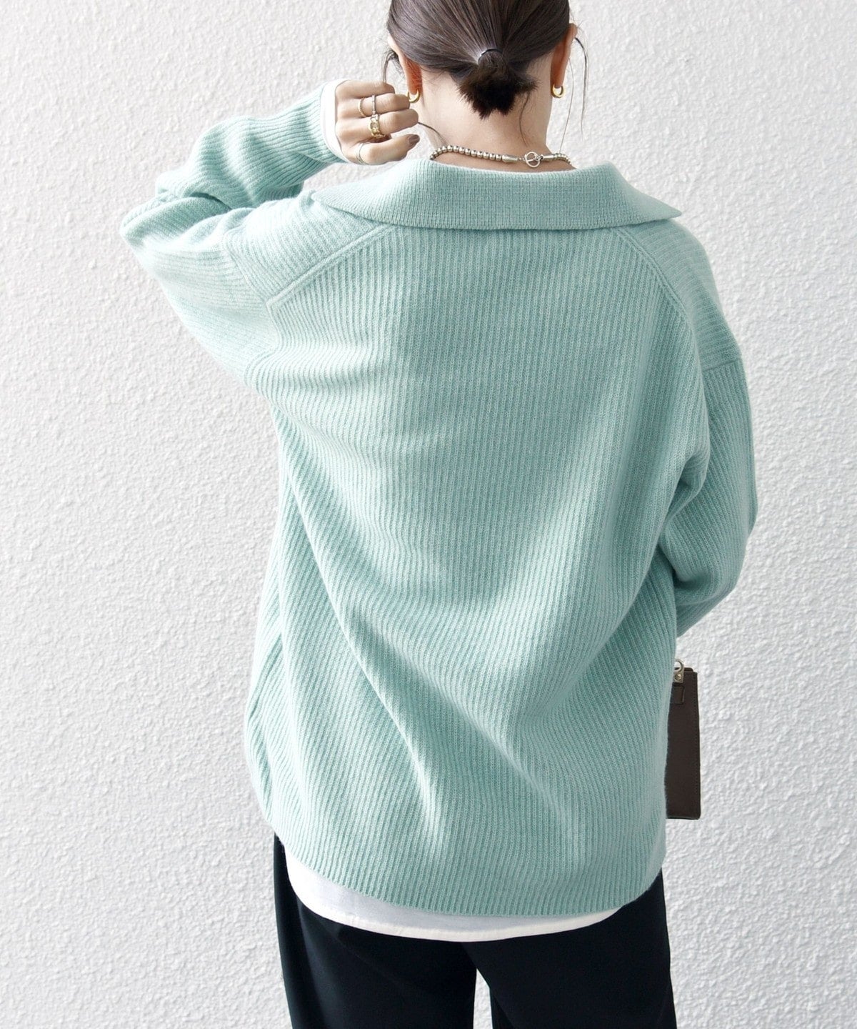 【WEB限定】SHIPS any: AQUA カシミヤ ミックス Vネック ルーズ ニット プルオーバー