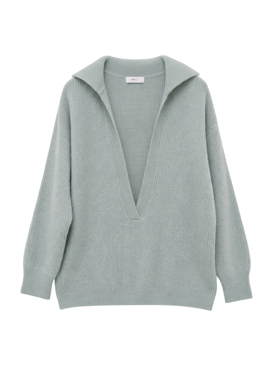 【WEB限定】SHIPS any: AQUA カシミヤ ミックス Vネック ルーズ ニット プルオーバー