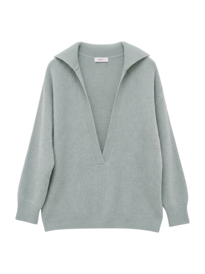 【WEB限定】SHIPS any: AQUA カシミヤ ミックス Vネック ルーズ ニット プルオーバー