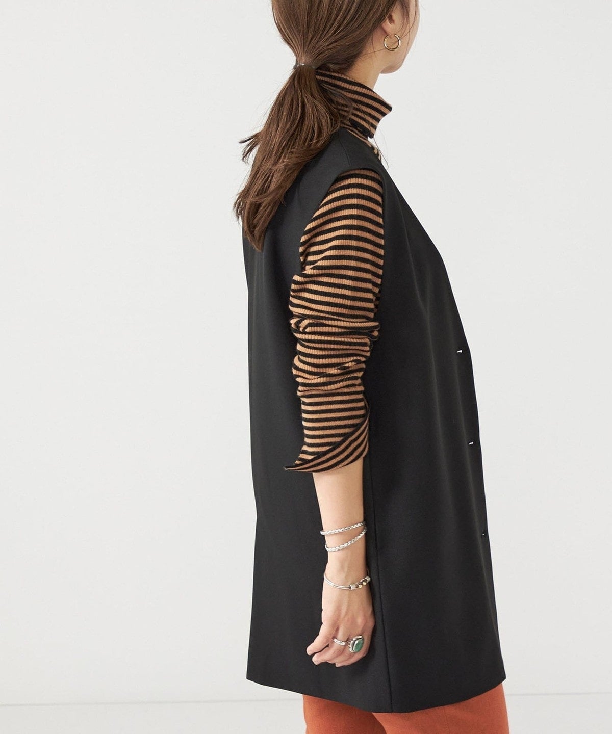 SHIPS any:〈ウォッシャブル〉ノーカラー ジレ