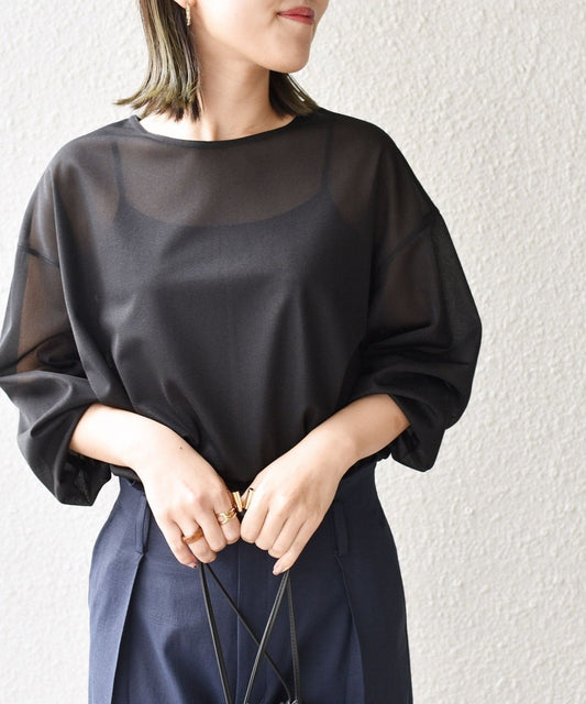 〈手洗い可能〉トリコットオーガンジーシアーTEE