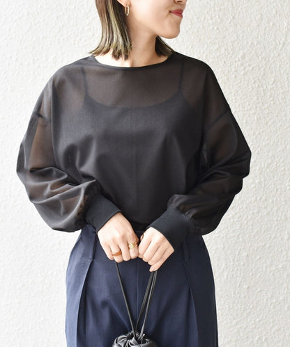 〈手洗い可能〉トリコットオーガンジーシアーTEE