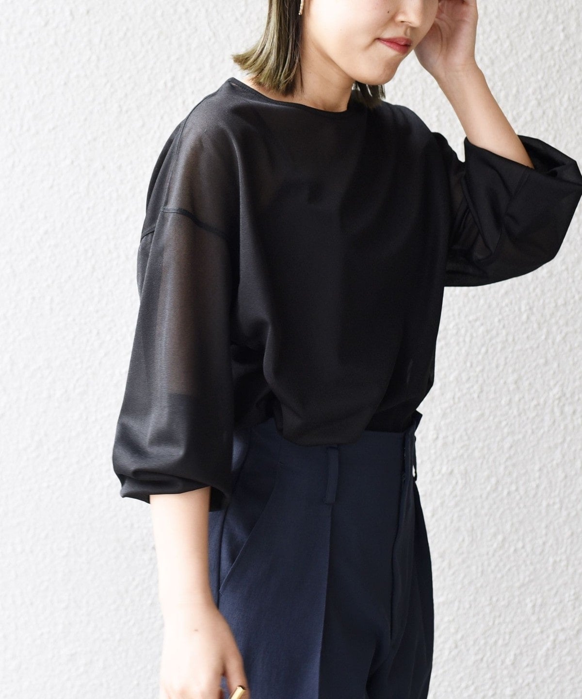 〈手洗い可能〉トリコットオーガンジーシアーTEE