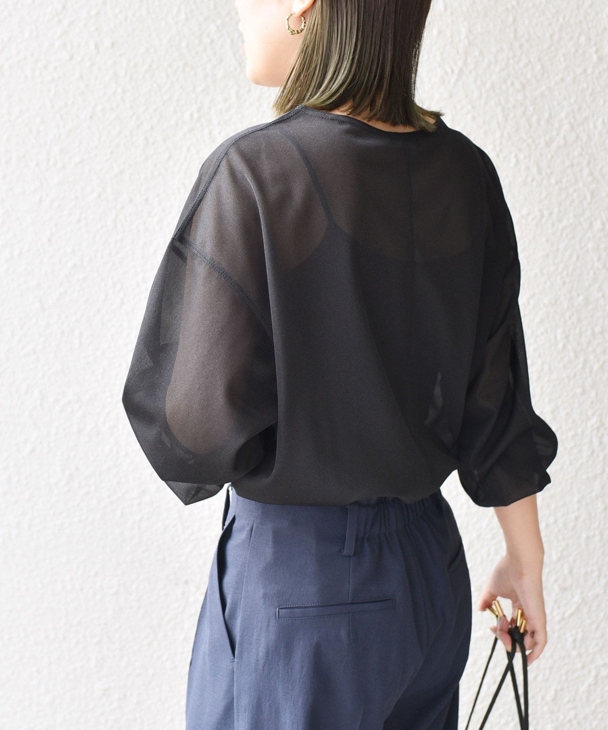 〈手洗い可能〉トリコットオーガンジーシアーTEE