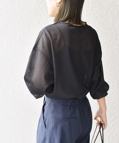 〈手洗い可能〉トリコットオーガンジーシアーTEE