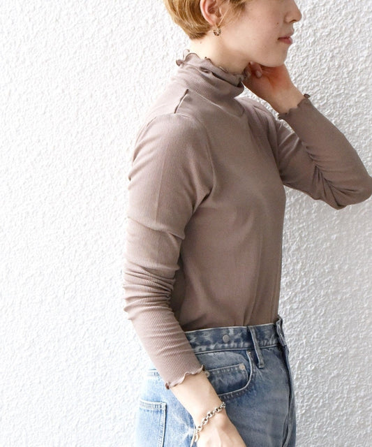 SHIPS any:〈洗濯機可能〉シアー リブ タートル プルオーバー