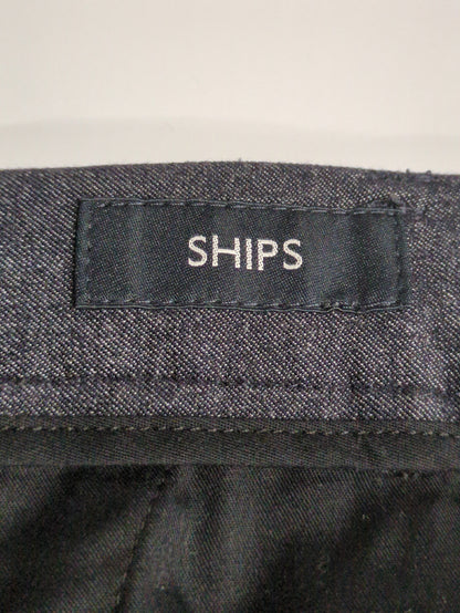 SHIPS: スリム ストレート ピンタック スラックス