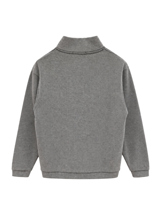 SHIPS: ワンポイント ロゴ バーズアイ ハーフジップ ロングスリーブ Tシャツ (ロンT)