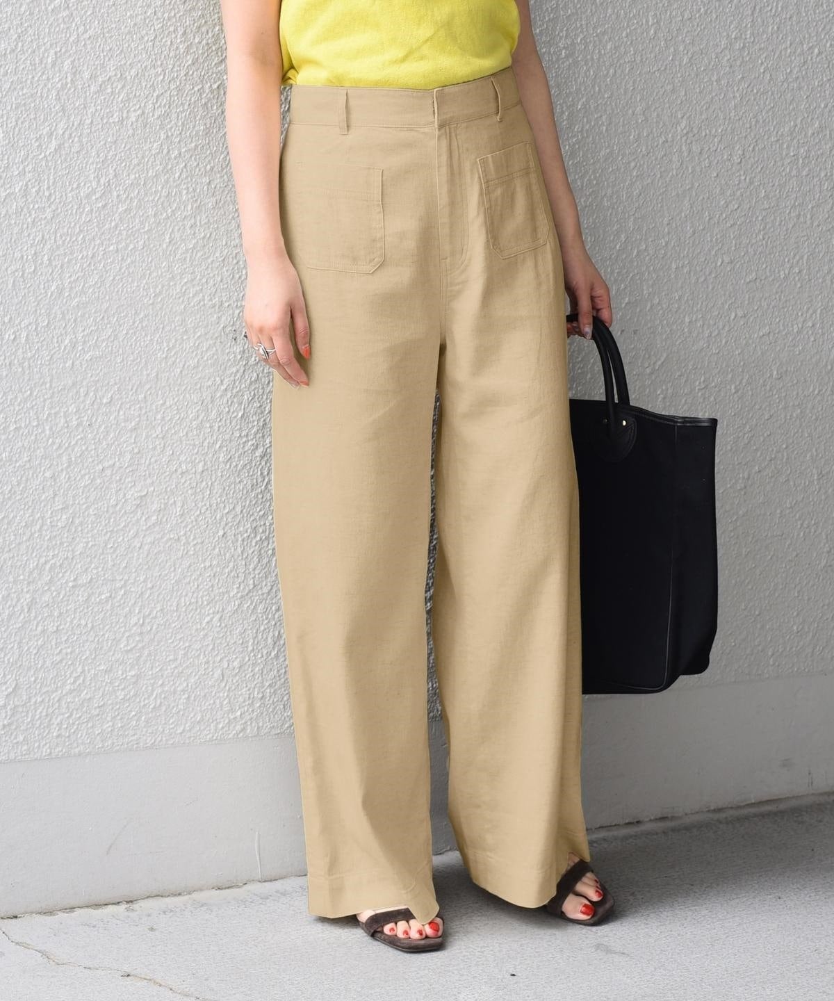 SHIPS any: リネンミックス ポケットパンツ