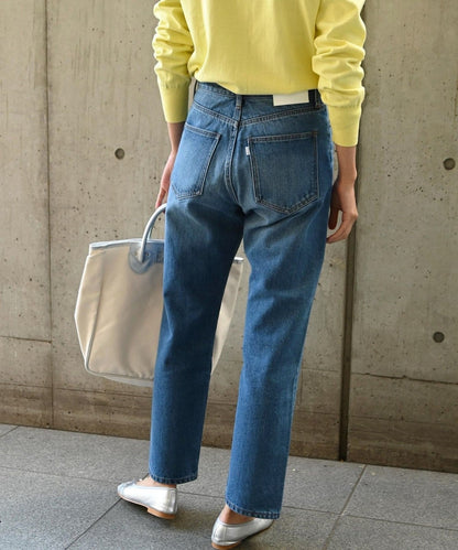 SHIPS any:〈ウォッシャブル〉ハイライズ ストレート デニムパンツ［SHIPS any DENIM］
