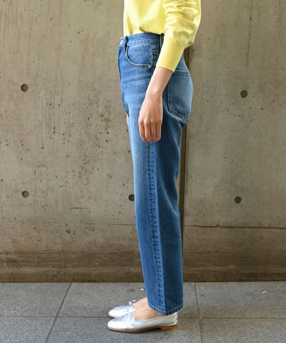 SHIPS any:〈ウォッシャブル〉ハイライズ ストレート デニムパンツ［SHIPS any DENIM］