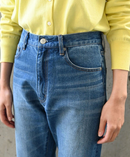 SHIPS any:〈ウォッシャブル〉ハイライズ ストレート デニムパンツ［SHIPS any DENIM］