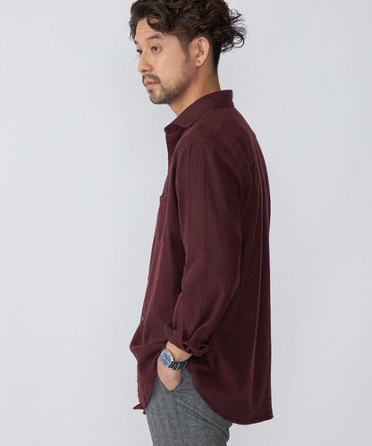 SHIPS: ネルヘリンボーン セミワイドカラーシャツ