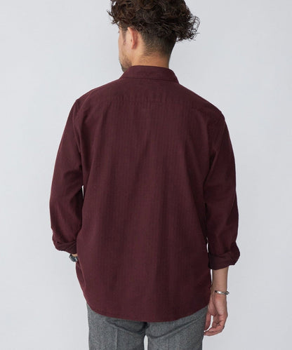 SHIPS: ネルヘリンボーン セミワイドカラーシャツ