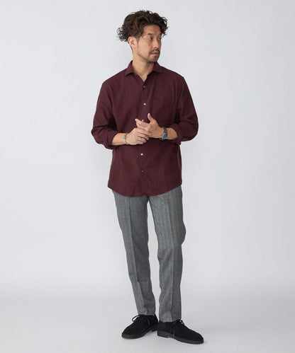 SHIPS: ネルヘリンボーン セミワイドカラーシャツ