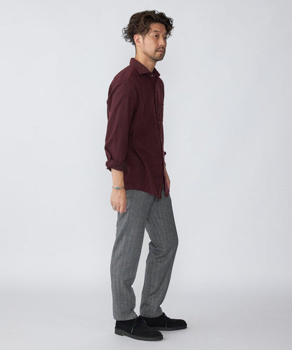 SHIPS: ネルヘリンボーン セミワイドカラーシャツ