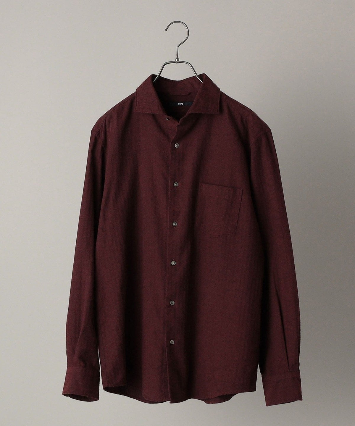 SHIPS: ネルヘリンボーン セミワイドカラーシャツ