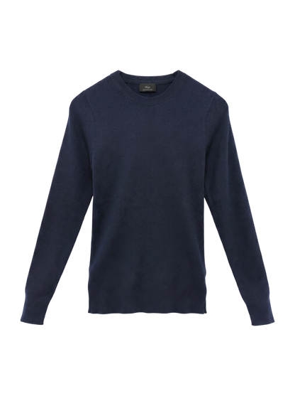 SHIPS Primary Navy Label:〈手洗い可能〉コットン リブ クルーネック プルオーバー