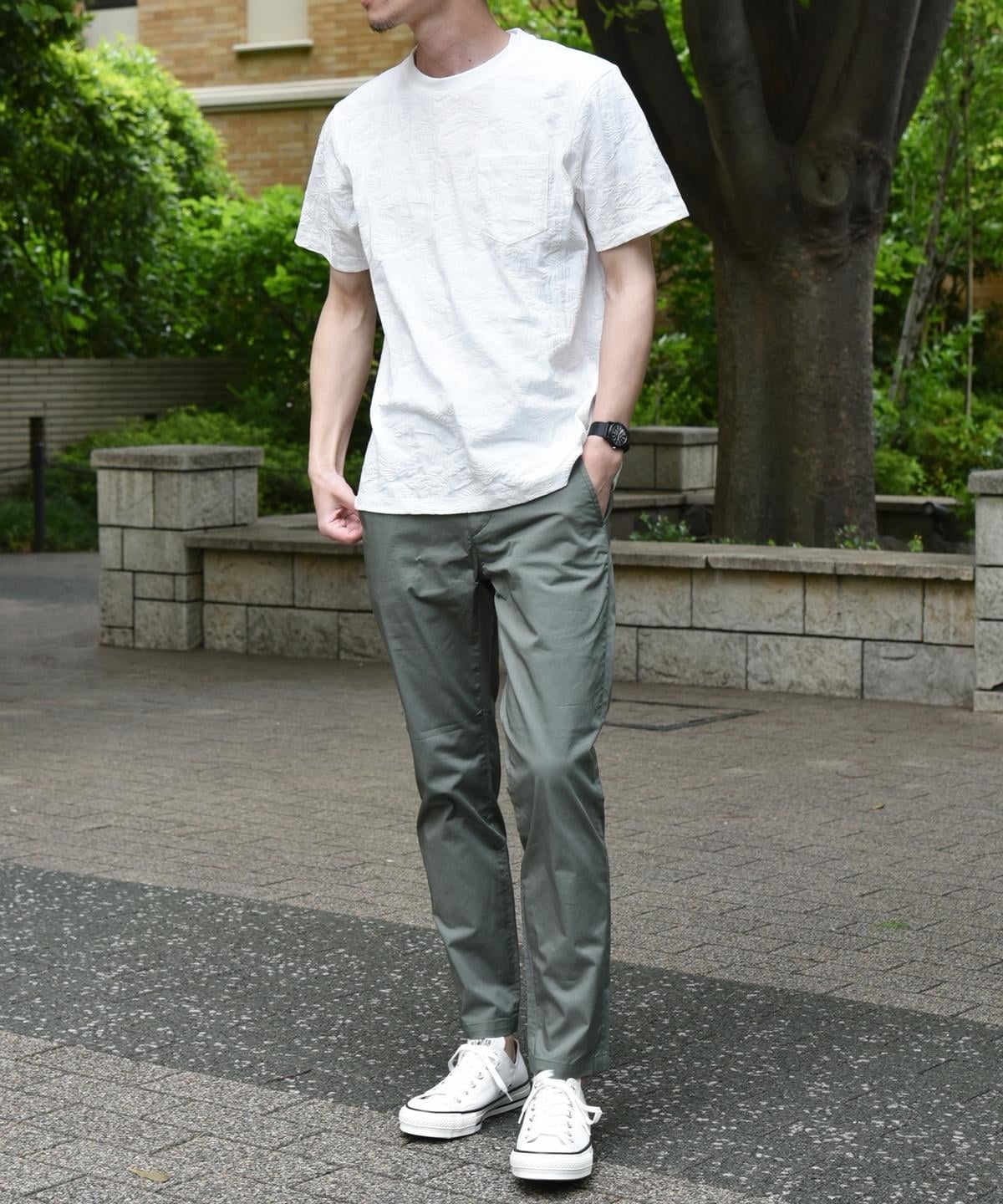 SHIPS: MADE IN JAPAN ジャガード/リーフ ポケット Tシャツ