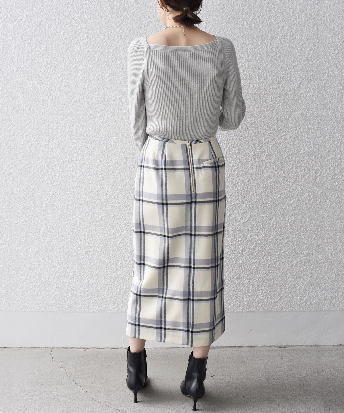 〈手洗い可能〉シルク ブレンド スクエア リブ ニット