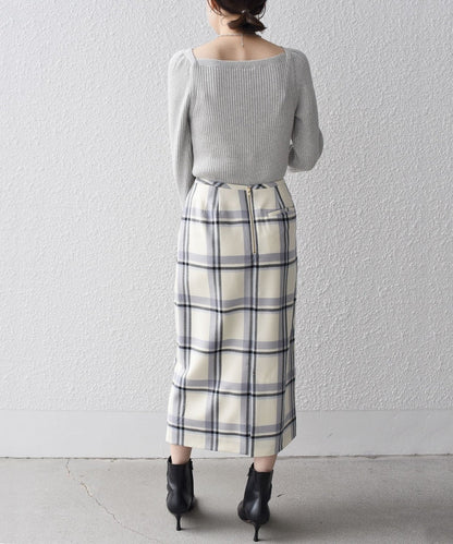 〈手洗い可能〉シルク ブレンド スクエア リブ ニット