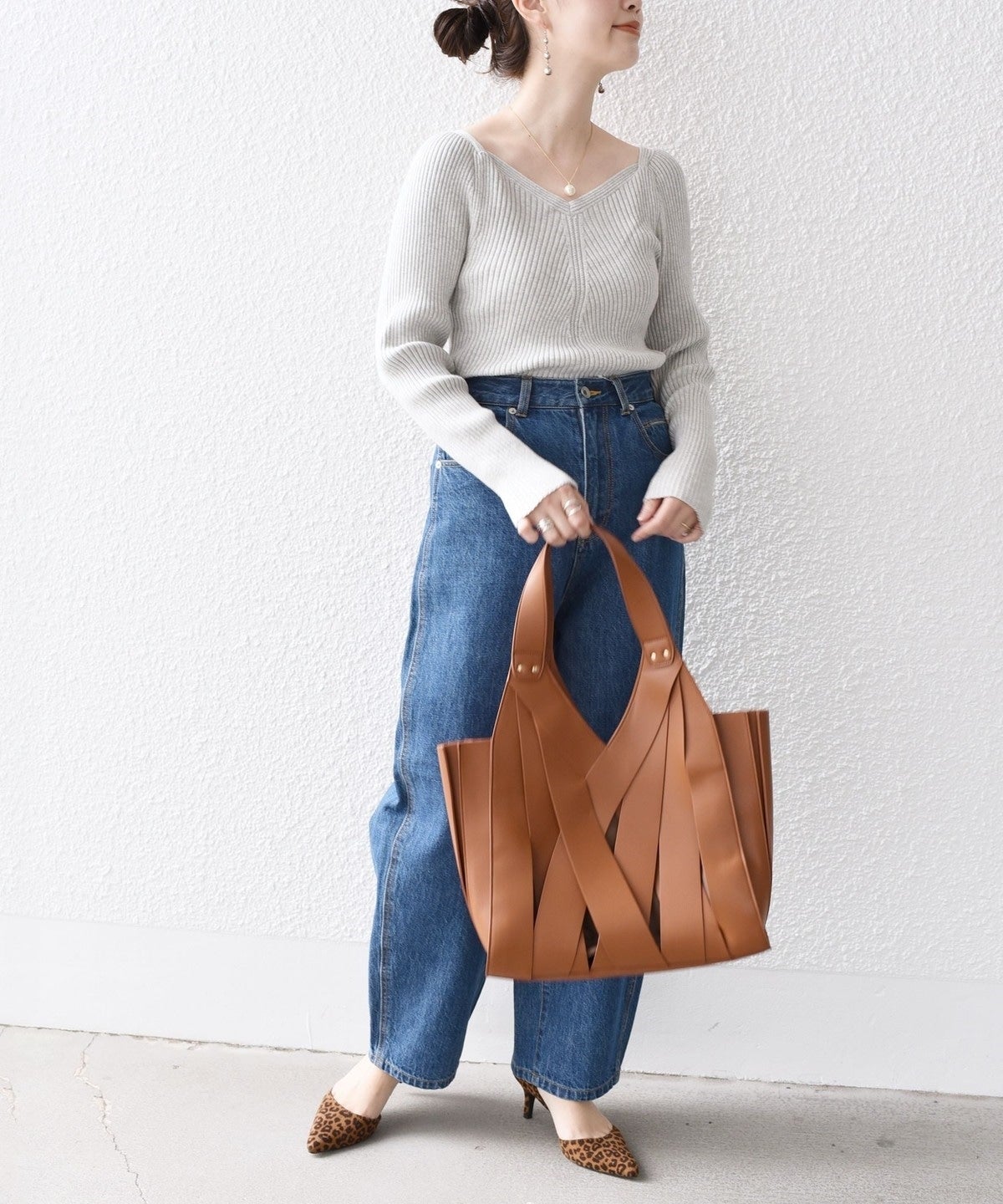 〈手洗い可能〉シルク ブレンド スクエア リブ ニット