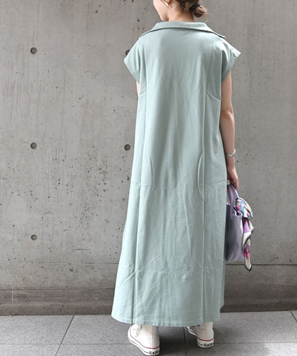 SHIPS any:〈UVカット・抗菌防臭〉ミニ裏毛 ハーフジップ ワンピース