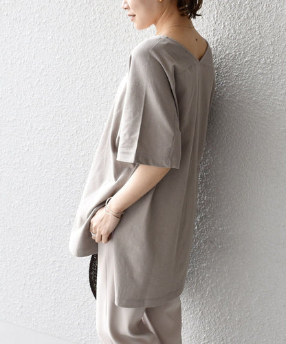 【WEB限定】〈UVカット〉USAコットンルーズVネックTEE