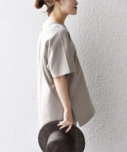【WEB限定】〈UVカット〉USAコットンルーズVネックTEE