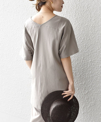 【WEB限定】〈UVカット〉USAコットンルーズVネックTEE