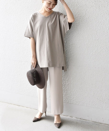 【WEB限定】〈UVカット〉USAコットンルーズVネックTEE