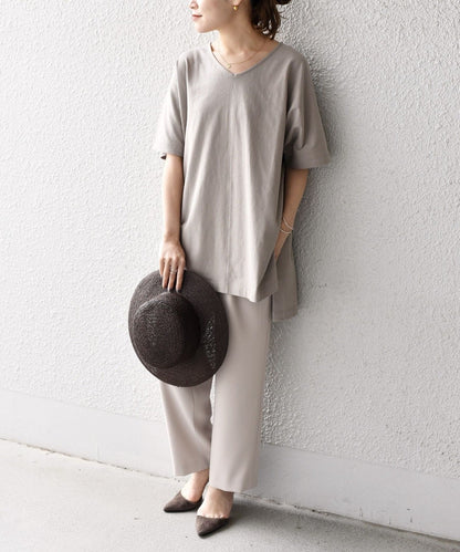 【WEB限定】〈UVカット〉USAコットンルーズVネックTEE