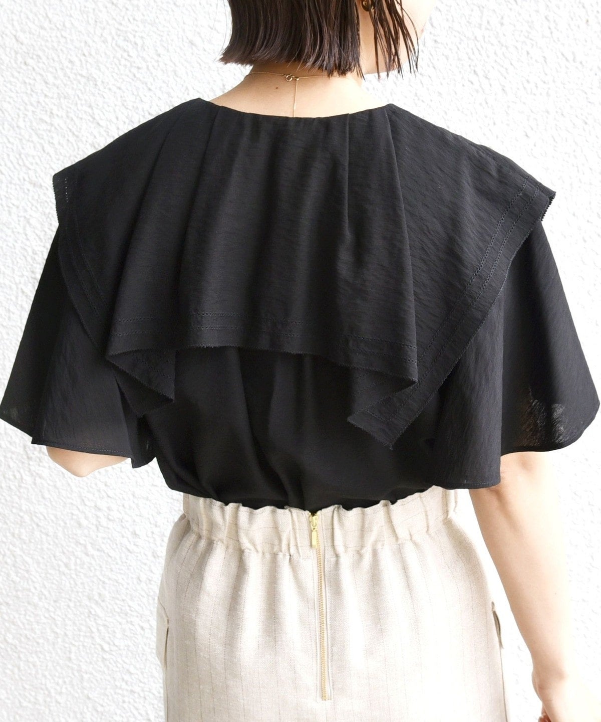 【WEB限定】〈手洗い可能〉セーラー カラー ピコ ブラウス