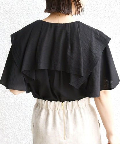 【WEB限定】〈手洗い可能〉セーラー カラー ピコ ブラウス