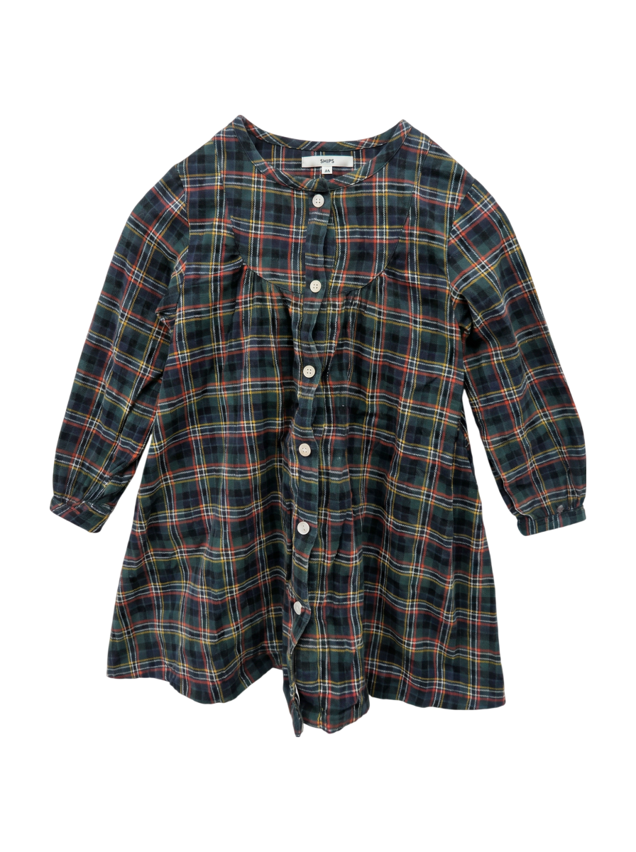 SHIPS KIDS:ネルチェック クルーネック シャツ ワンピース(100〜130cm)