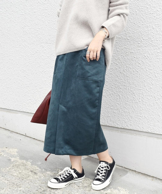 liflattie ships:フェイクスエードストレートスカート