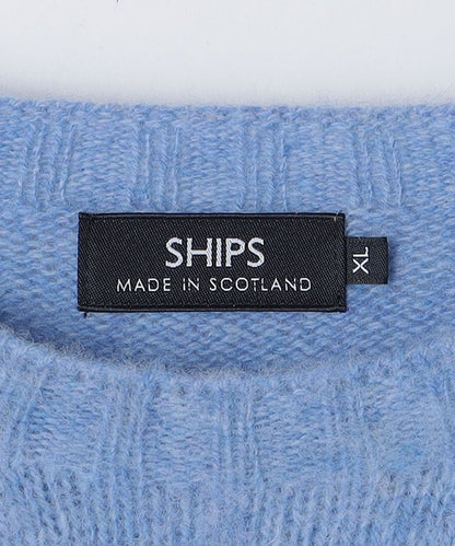 【SHIPS別注】HARLEY OF SCOTLAND: 〈手洗い可能〉 ラムズウール シャギー クルーネック ニット