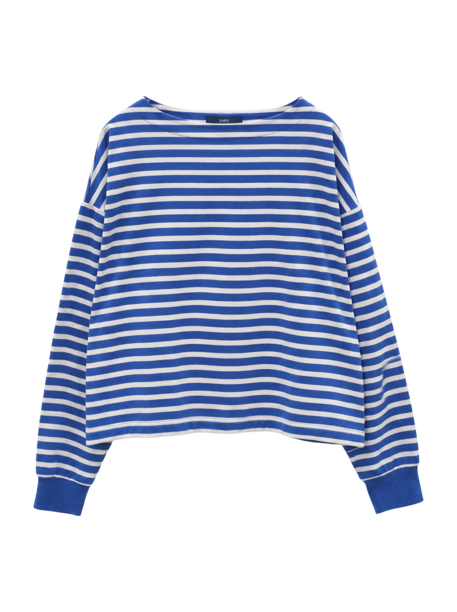 SHIPS Colors:ミニ ウラケ ボーダー クロップド トップス