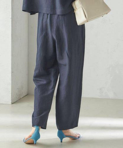 SHIPS Primary Navy Label:麻 レーヨン イージー パンツ