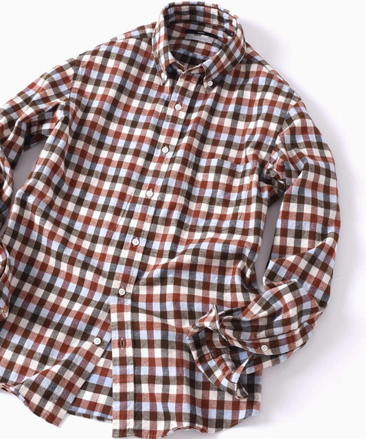 SHIPS: AIRY SHIRTS ペルヴィアン ピマ/ネル ボタンダウン シャツ