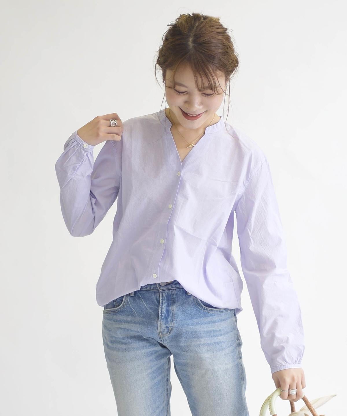 SHIPS Days STANDARD:バックギャザーロングスリーブシャツ gingham